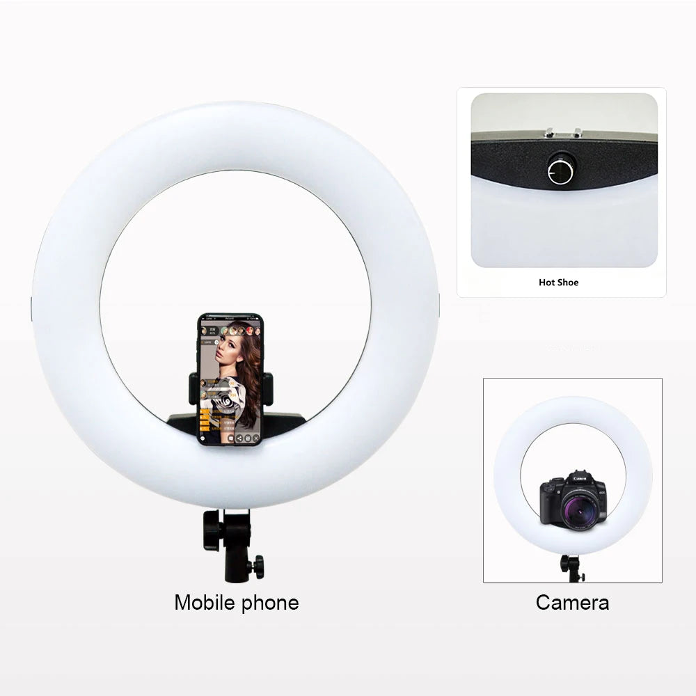 Yidoblo FD480II LED Light Ring Kit 18inch Bi-color 96w Selfie Light Video Ring Light Lamp with Stand Bag Led Makeup Light CRI95+