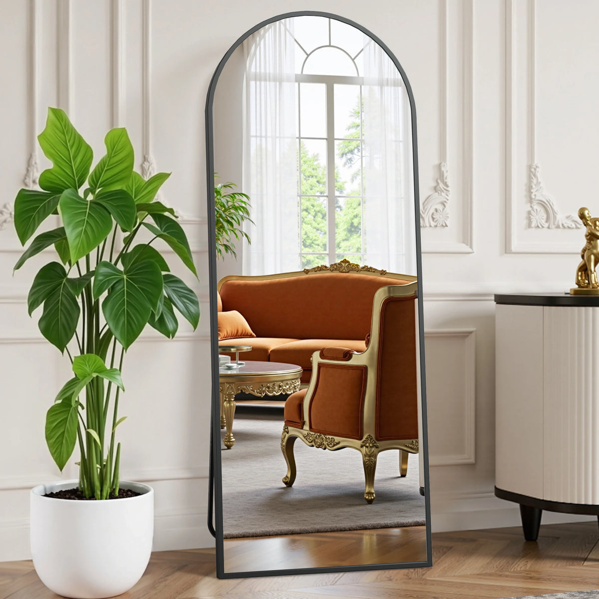 JHK Full Length Mirror with Stand Tempered Glass Aluminum Frame Hanging or Leaning Full Body Floor Mirror Standing or Wall Mount Modern Home Decor