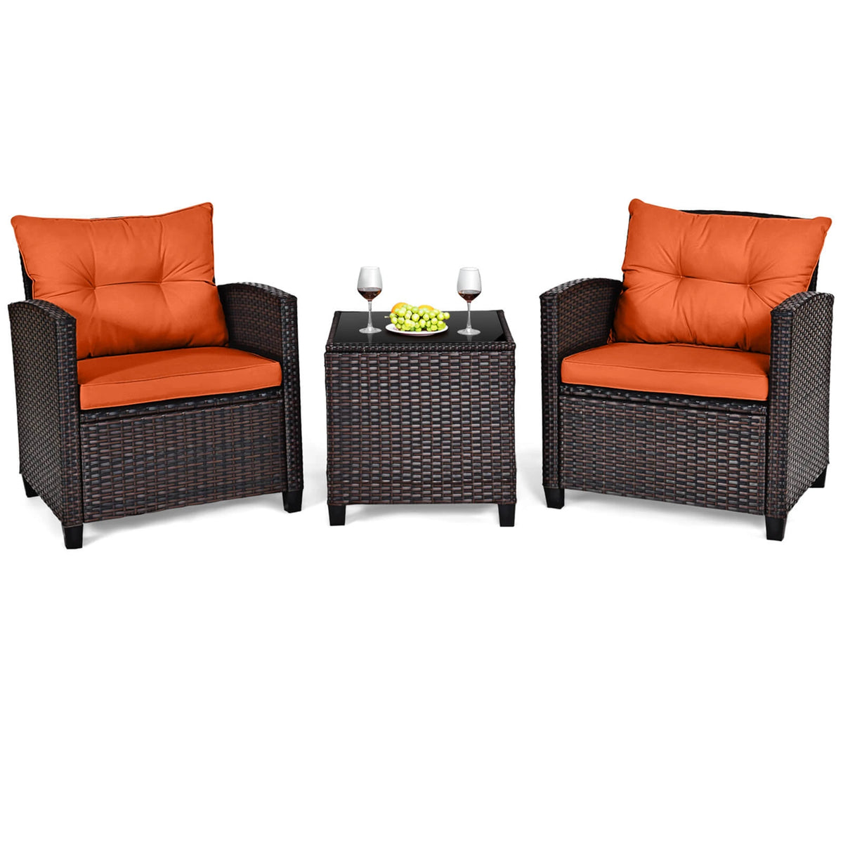 Homasis Patio Rattan Conversation Set With Cushioned Sofa
