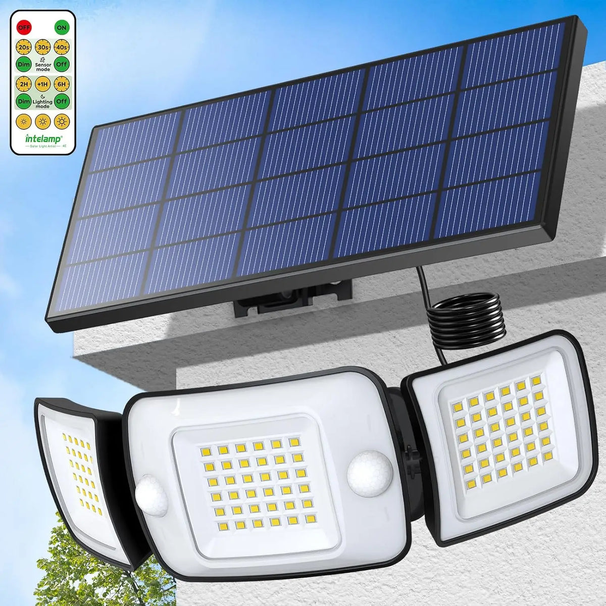 Intelamp Dual Sensor Solar Outdoor Wall Light