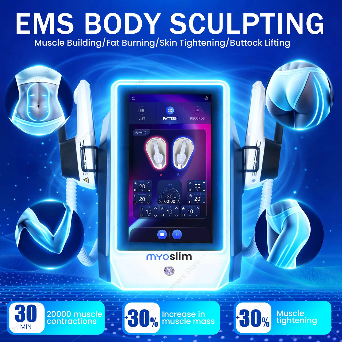 MYOslime EMS Body Sculpting Machine for Slim Muscle Weight Loss Butt Build Body Care Salon Nova Slimming Fitness Equipment