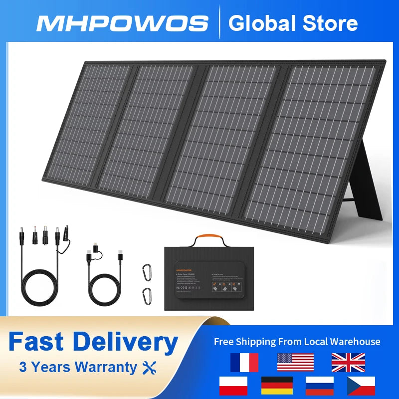 MHPOWOS Solar Battery Charger for Powerbank, 45W / 60W Foldable Portable Solar Panel with USB C, DC Output for Camping Phone