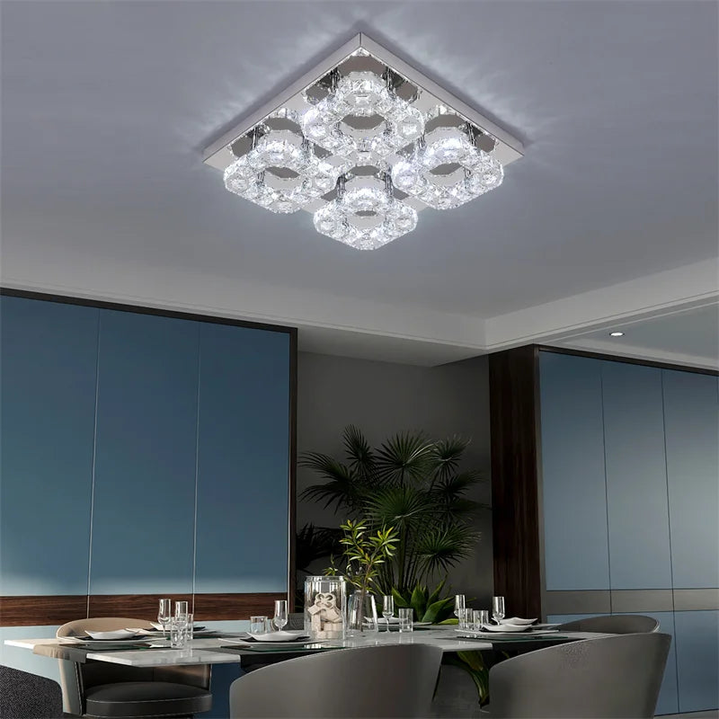 GreeLustr Modern Crystal Square Led Ceiling Light