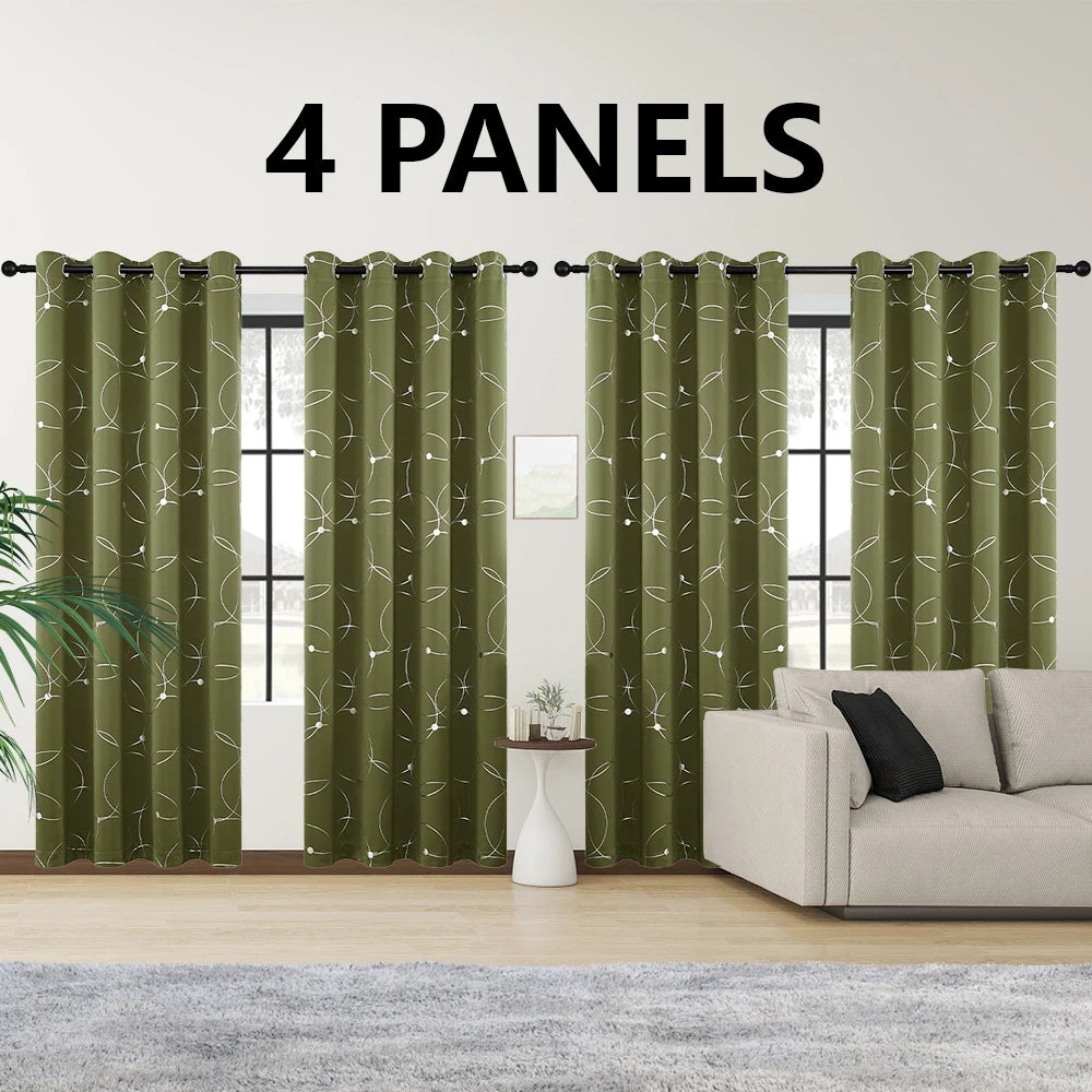 Four Panel Blackout Curtains Grommet Thermal Insulated