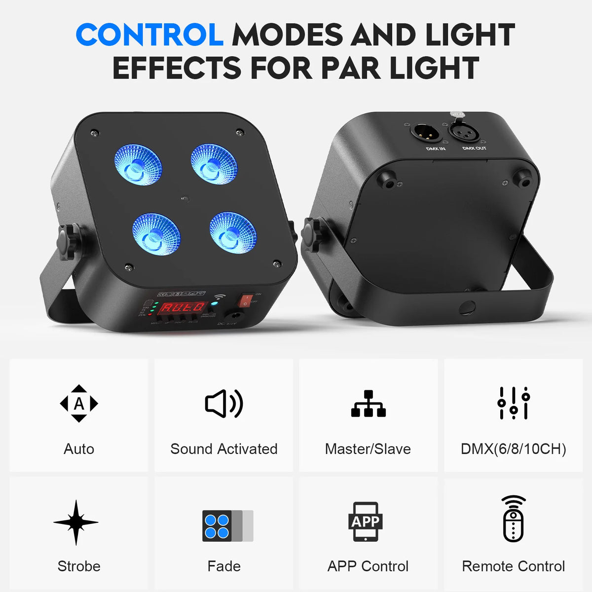 U'King Mini Rechargeable Par Stage Lights With Case
