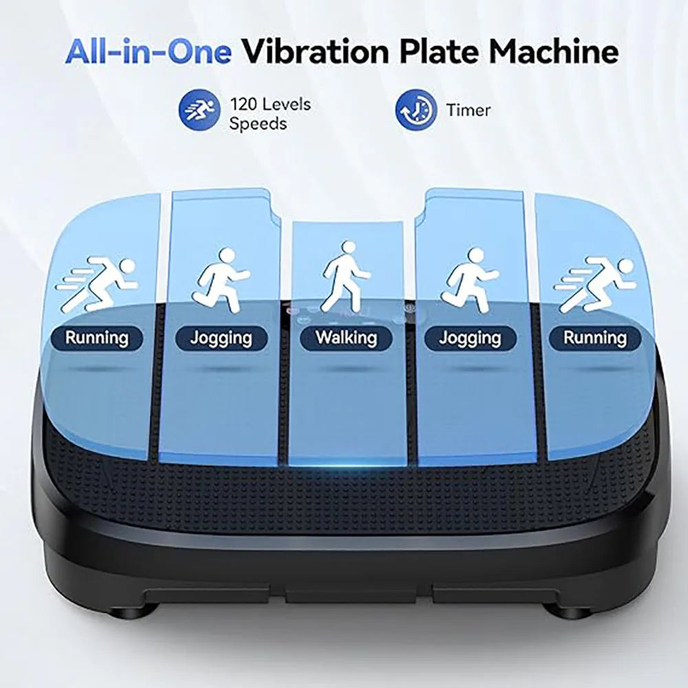 Vibration Plate Fitness Multi-Function Vibration Trainer 330lbs 120 Levels Whole Body Workout for Home Gym Muscle Relax Exercise