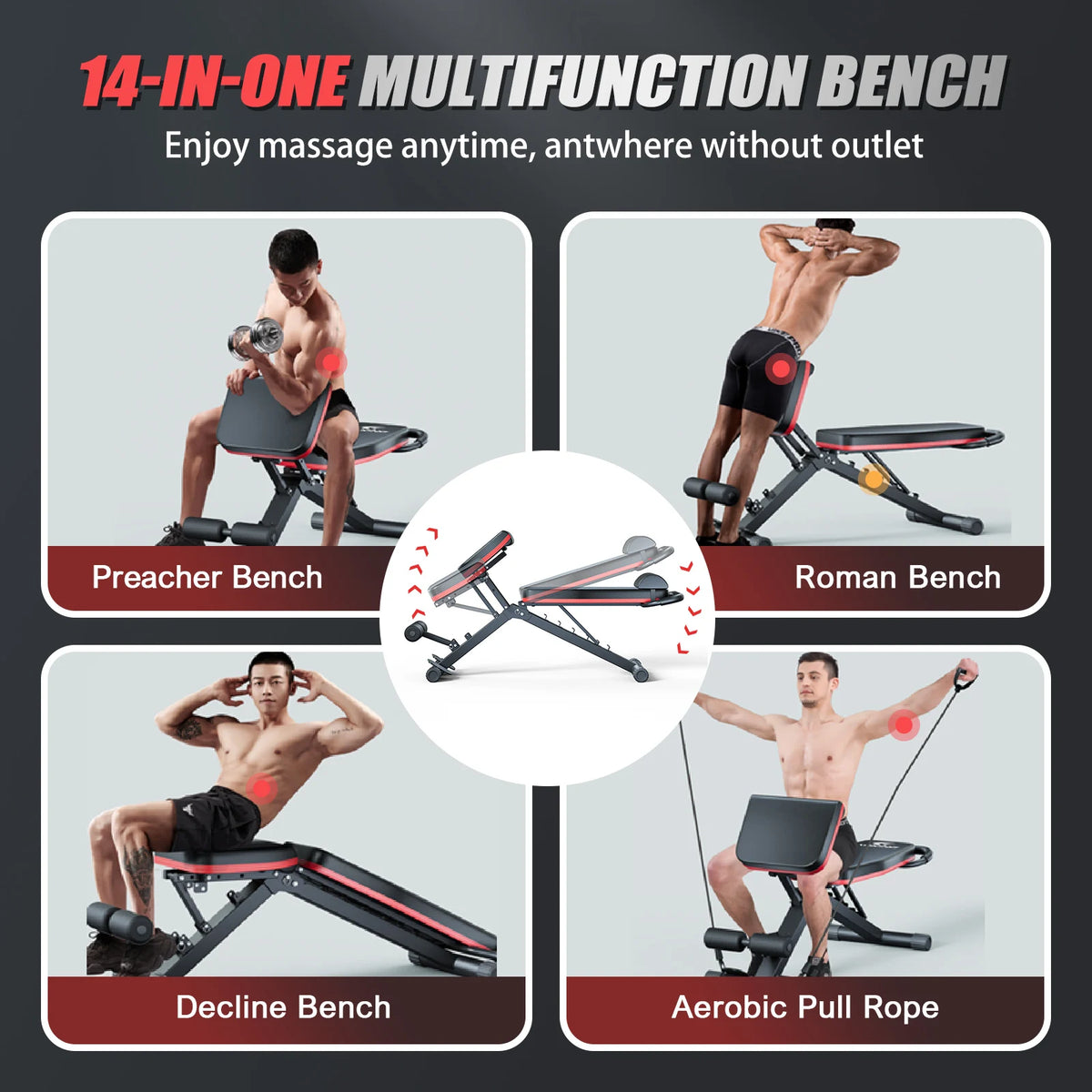 Multifunctional Foldable Weight Bench For Home Gym
