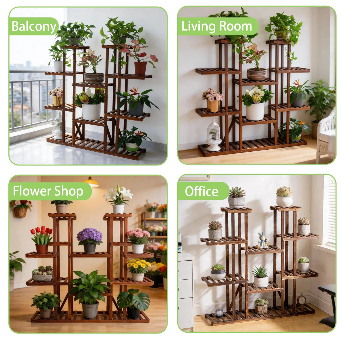 Wisfor Wooden Multi Tier Plant Stand For Indoor Use