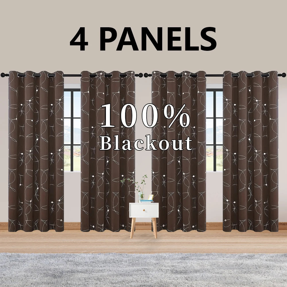 Four Panel Blackout Curtains Grommet Thermal Insulated
