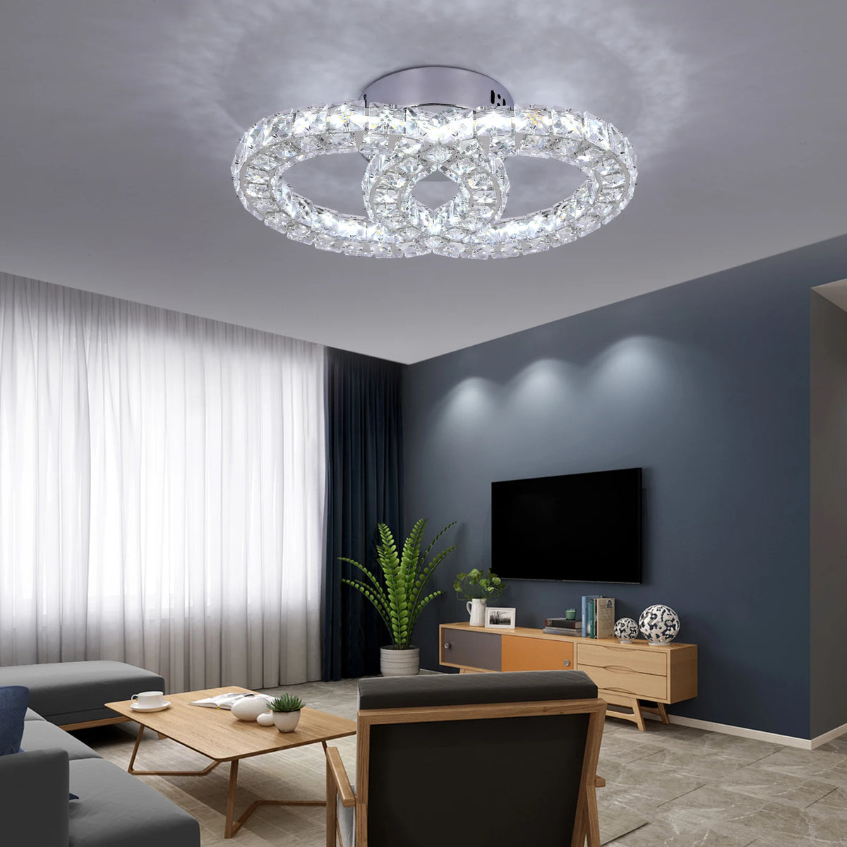 GreeLustr Modern Square Crystal LED Ceiling Light
