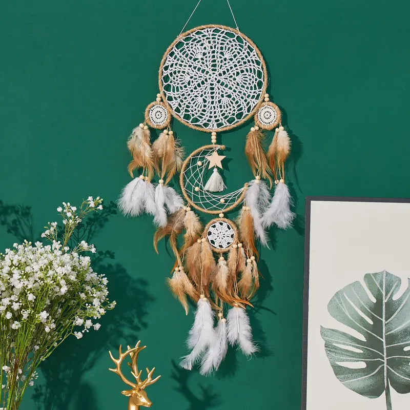 Bohemian Moon And Sun Dream Catcher Decor