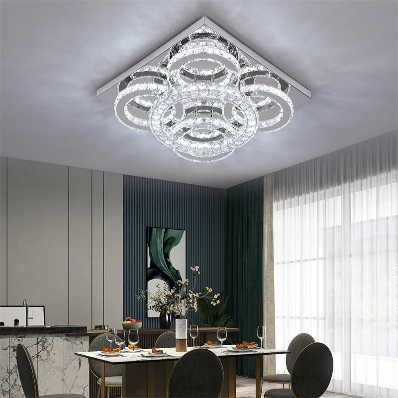 GreeLustr Modern Crystal Square Led Ceiling Light