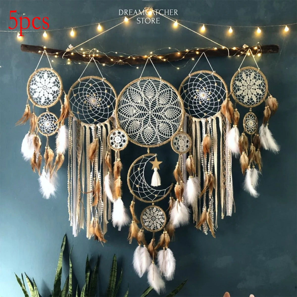 Bohemian Moon And Sun Dream Catcher Decor