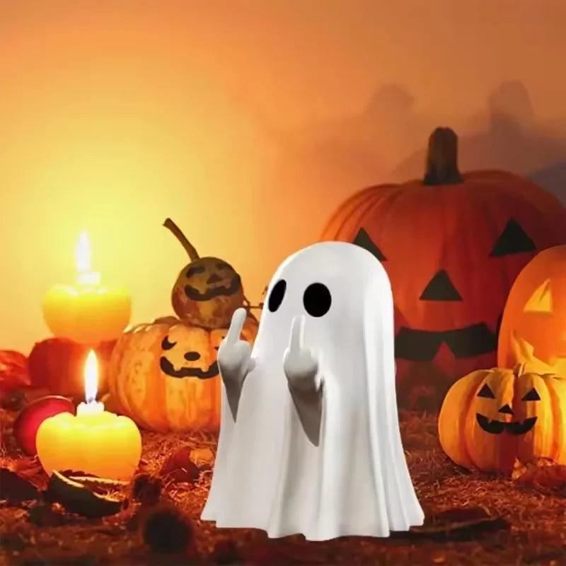 Whimsical Ghost Resin Figurine Spooky Halloween Shelf Decor