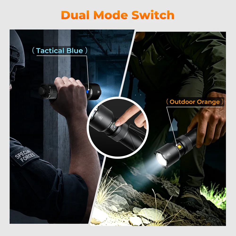 SOFIRN SK31 6800LM Tactical Flashlight 395M Triple-Switch Control Light USB-C Rechargeable Torch IPX8 for Outdoor Search