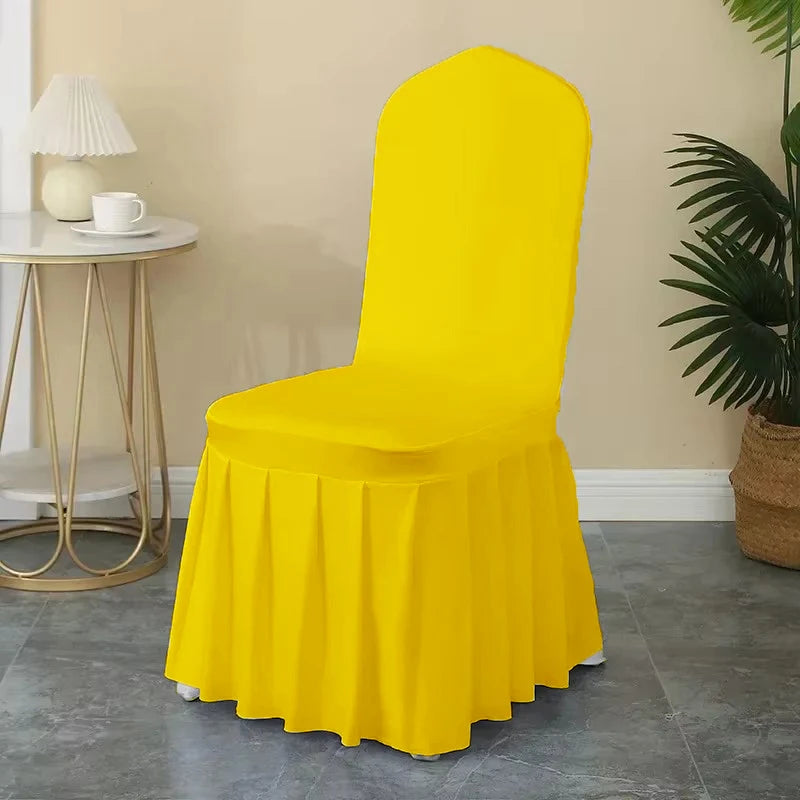 50/100pcs Pleated Skirt Spandex Chair Cover Hotel Banquet Party Events Wedding Decoration Dining Room Seat Protector Covers