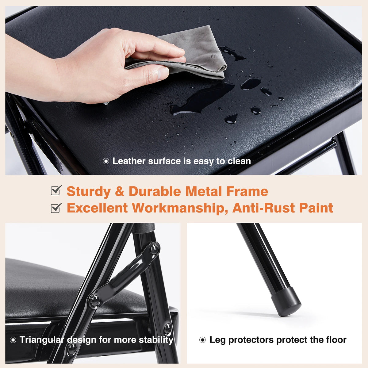 JHK Padded Folding Dining Chair With Metal Frame