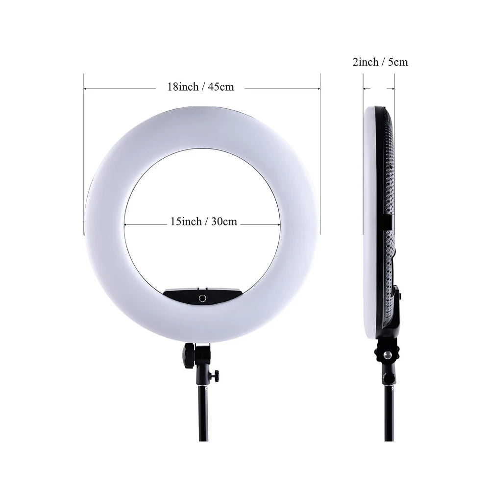 Yidoblo FD480II LED Light Ring Kit 18inch Bi-color 96w Selfie Light Video Ring Light Lamp with Stand Bag Led Makeup Light CRI95+