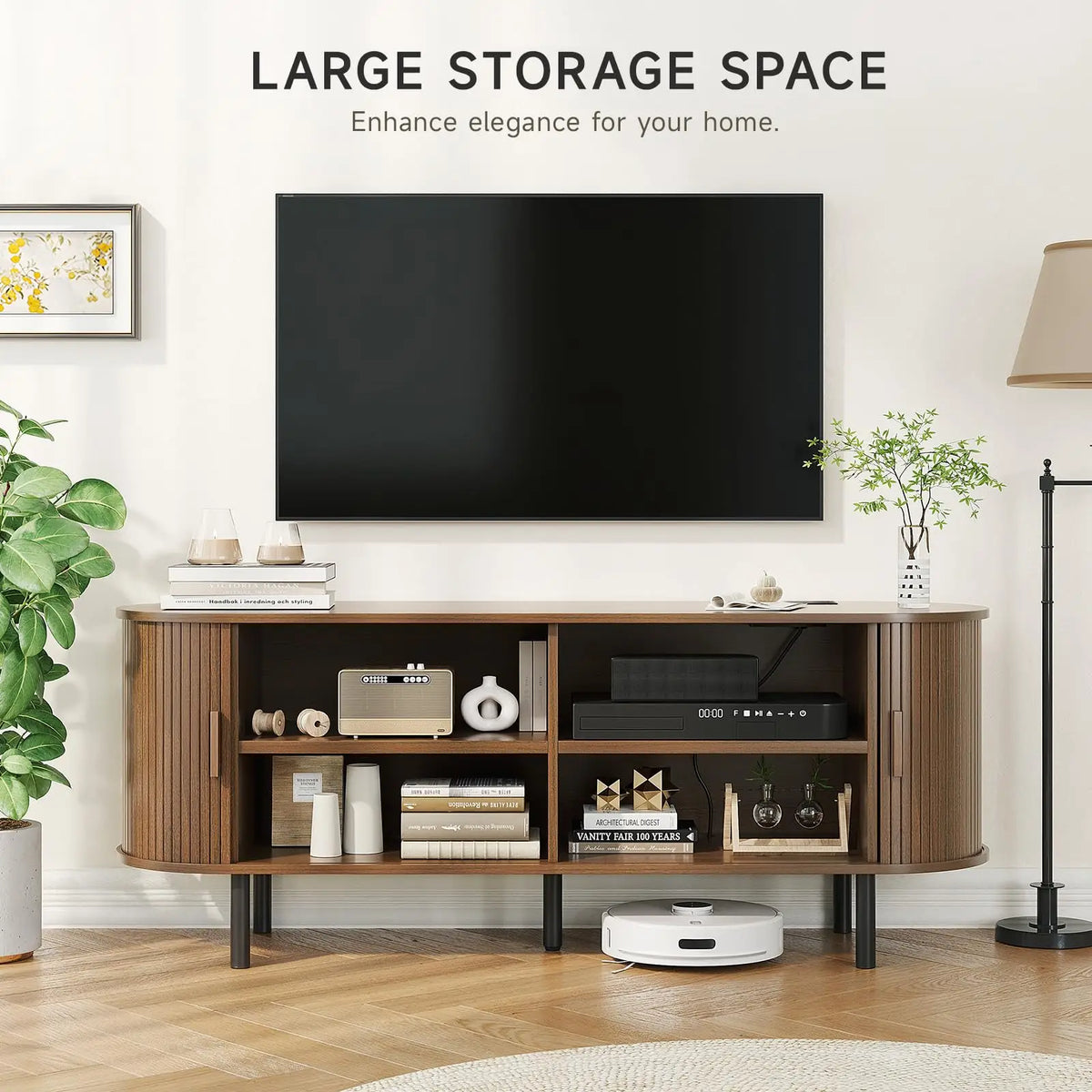 Onbrill Modern TV Stand With Storage And Power Outlet