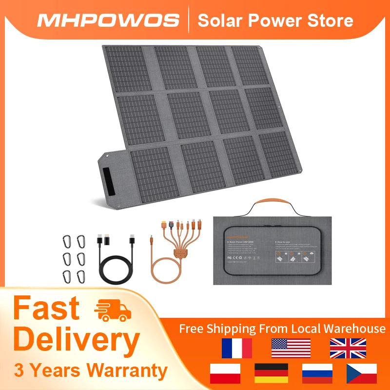 MHPOWOS 120W Foldable Solar Panel Portable Charger
