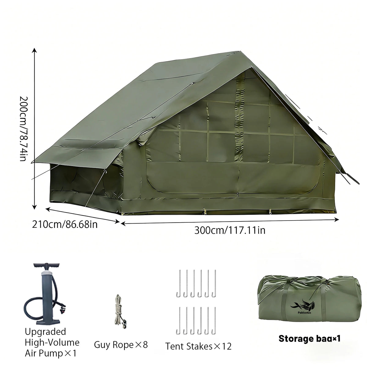 PAKICETUS Inflatable Camping Tent With Skylight and Air Pump