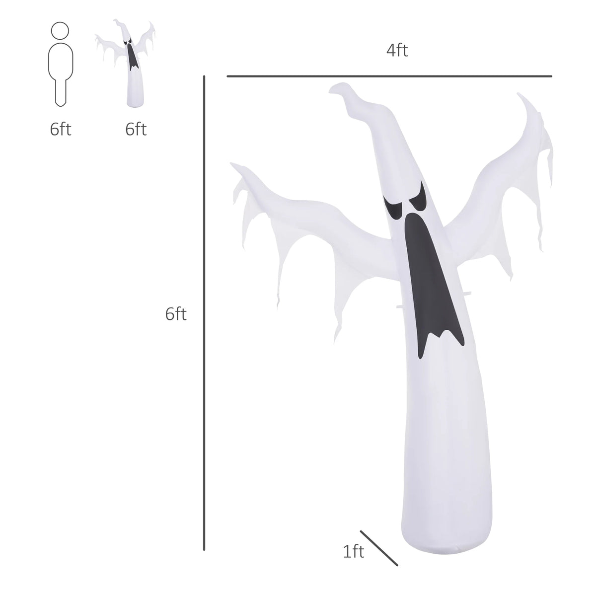 Homcom 6' Tall Halloween Inflatables Outdoor Decorations White Ghost