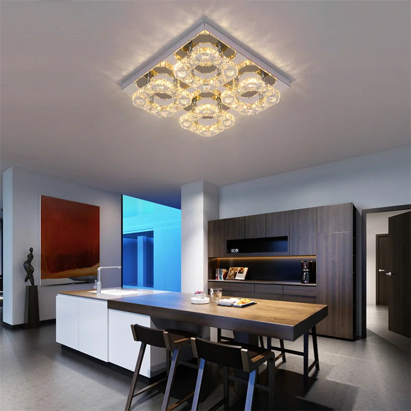 GreeLustr Modern Square Crystal LED Ceiling Light