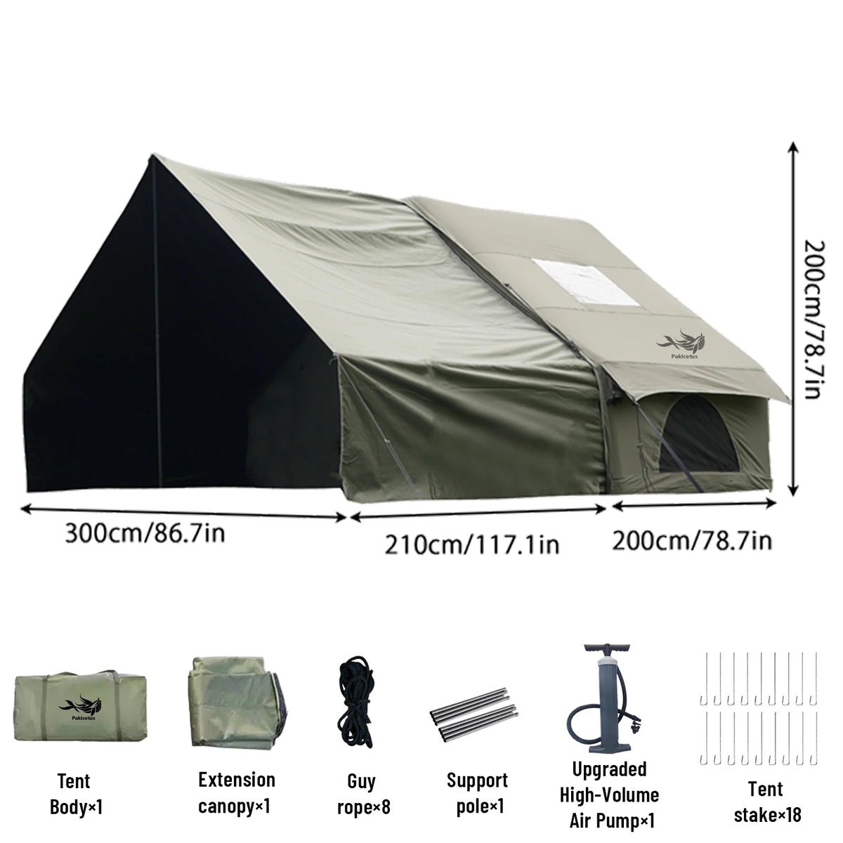 PAKICETUS Inflatable Camping Tent With Skylight and Air Pump