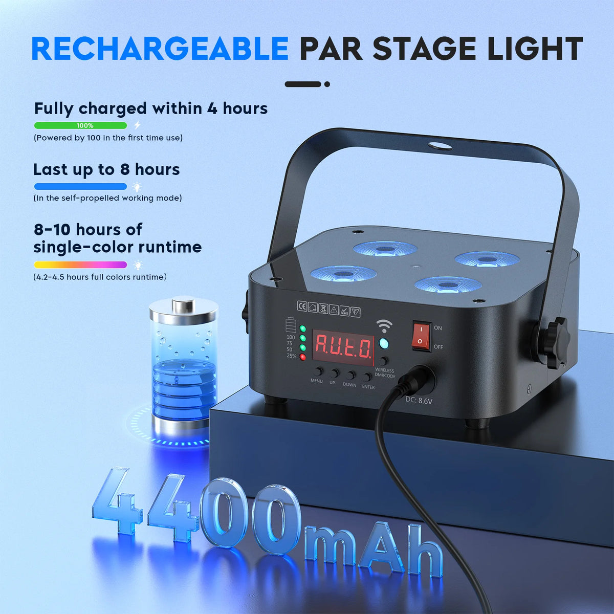 U'King Mini Rechargeable Par Stage Lights With Case