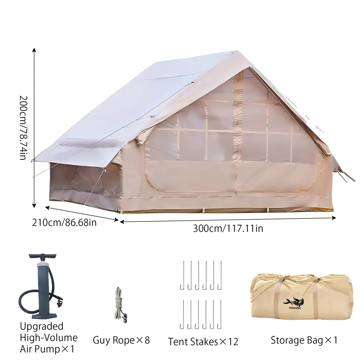 PAKICETUS Inflatable Camping Tent With Skylight and Air Pump