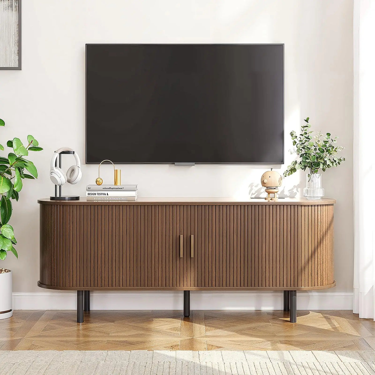 Onbrill Modern TV Stand With Storage And Power Outlet