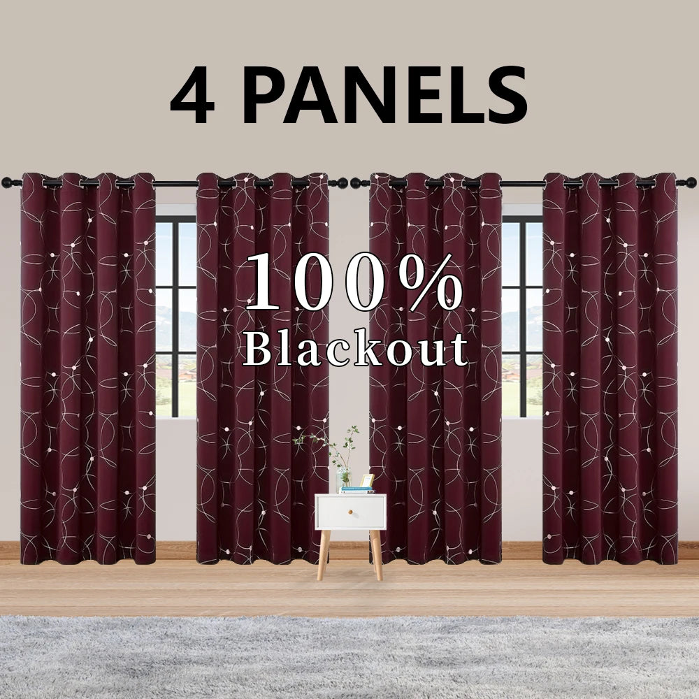Four Panel Blackout Curtains Grommet Thermal Insulated