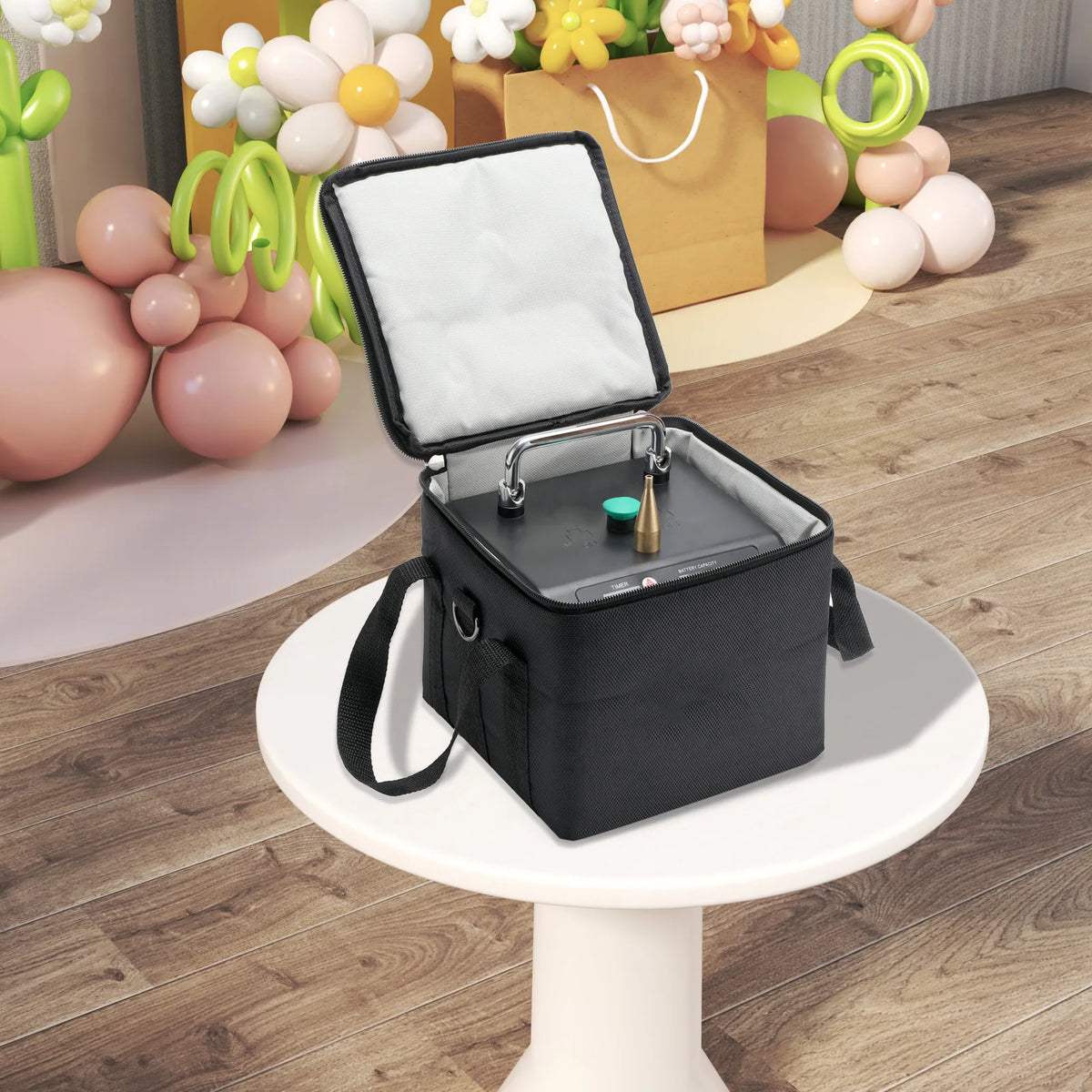 120W Electric Balloon Pump 110V-240V Balloon Inflator Copper Nozzle Air Blower with Battery Digital Timer and Counter for Party