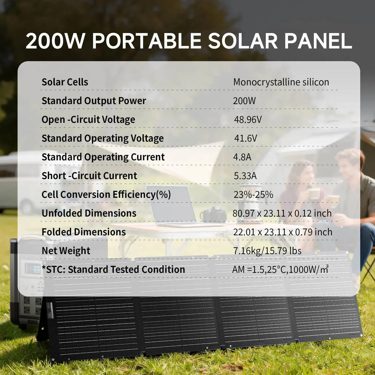 Allowers 200W Foldable Monocrystalline Solar Panel