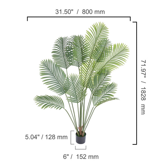 SucceBuy Artificial Palm Tree 4/5/6 FT Tall Faux Plant Secure PE Material & Anti-Tip Tilt Protection Low-Maintenance Plant