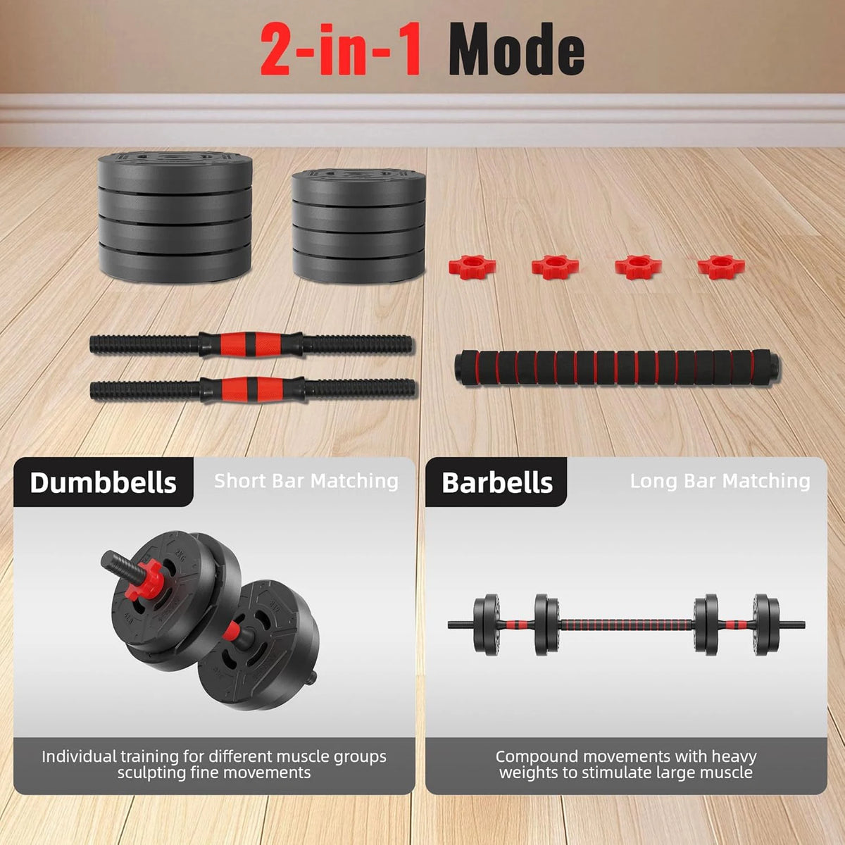 Adjustable Convertible Dumbbell And Barbell Set