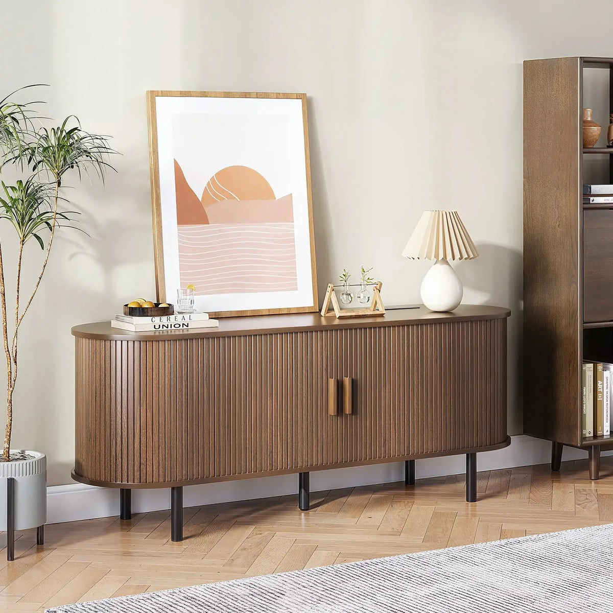 Onbrill Modern TV Stand With Storage And Power Outlet